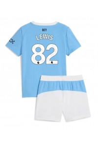 Manchester City Rico Lewis #82 Jalkapallovaatteet Lasten Kotipeliasu 2025-26 Lyhythihainen (+ Lyhyet housut)